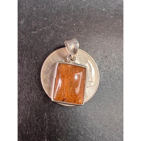 Vintage Nature Company Copper Rutilated Quartz Pendant 925 Sterling Silver - Picture 3 of 16